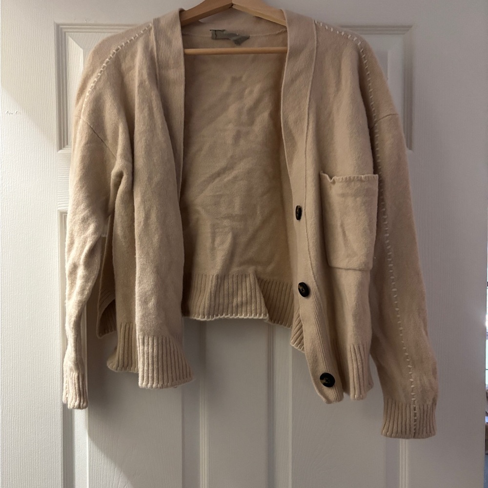 Everlane Beige Button-Up Cardigan